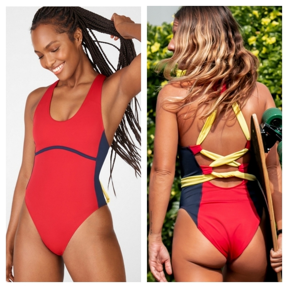 Fabletics Gabriella Lace Up Racerback Swimsuit One Piece New With Tags